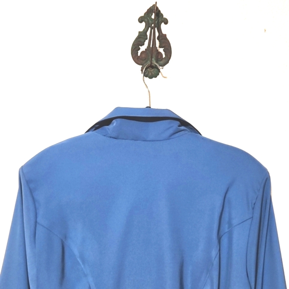 Dressbarn Woman Vintage Blue 3/4 Cuffed Sleeve Jacket Blazer Women's Size 16 - Picture 5 of 8